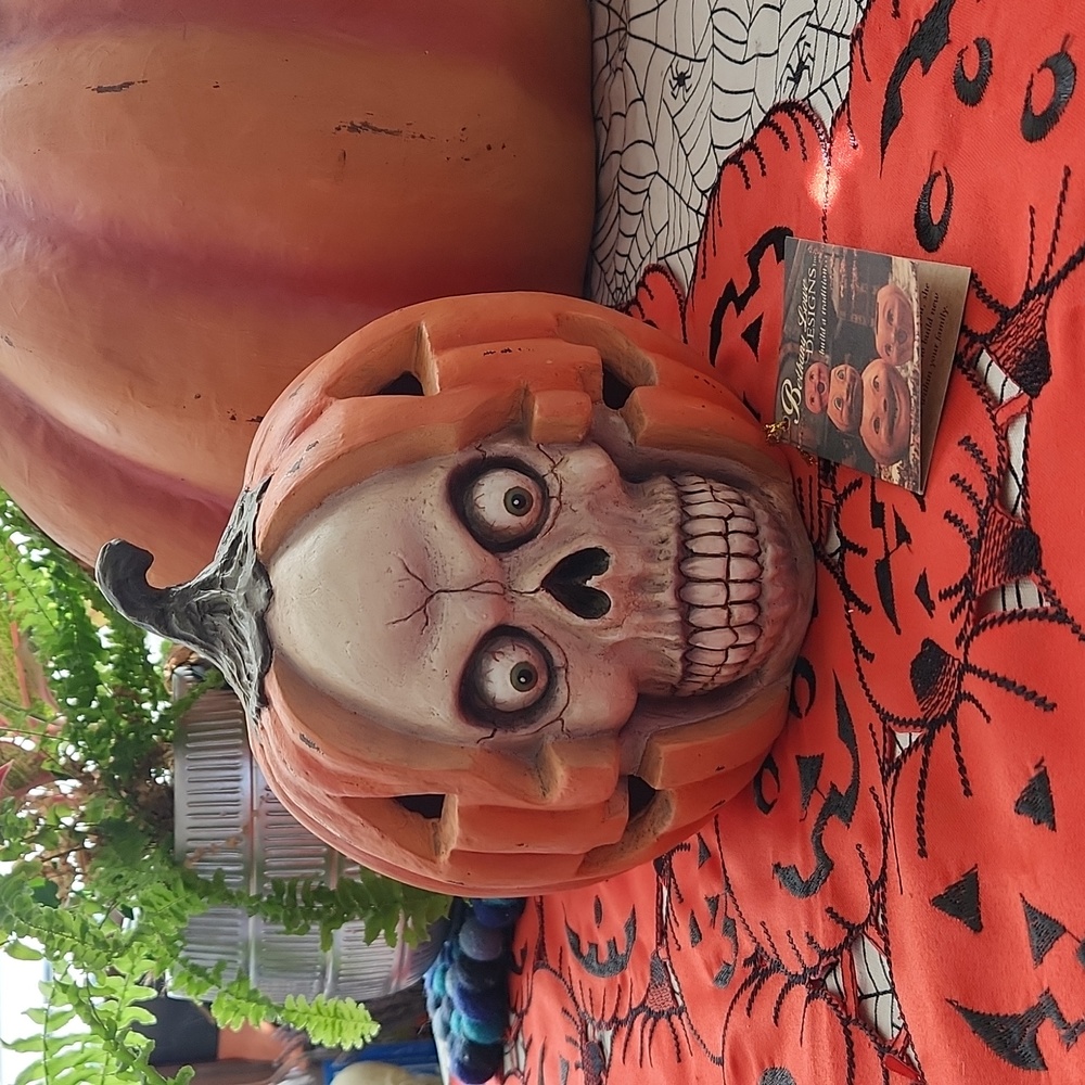 Bethany Lowe skull jack-o-lantern pumpkin for Halloween